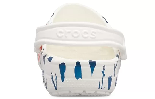 Crocs-Classic-Clog-Printing-Sandals-White-Blue-4 Crocs Classic Clog Printing Sandals White Blue