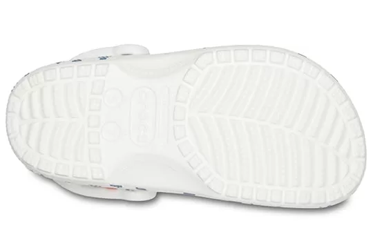 Crocs-Classic-Clog-Printing-Sandals-White-Blue-5 Crocs Classic Clog Printing Sandals White Blue