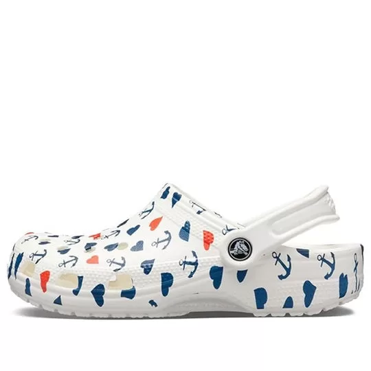 Crocs Classic Clog Printing Sandals White Blue Crocs Classic Clog Printing Sandals White Blue