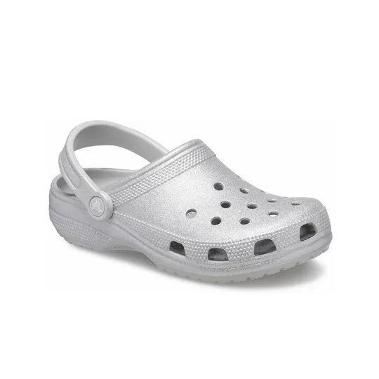 Crocs-Classic-Glitter-Clogs-Silver-2 Crocs Classic Glitter Clogs 'Silver'