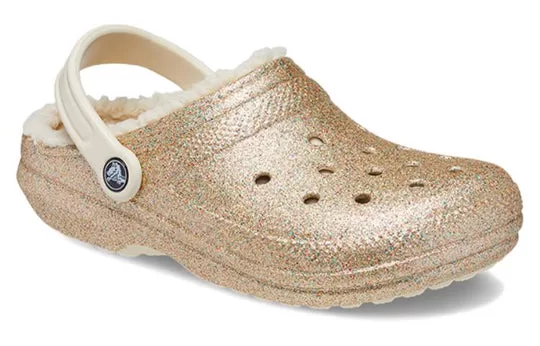 Crocs-Classic-Glitter-Lined-Clogs-Gold-White-2 Crocs Classic Glitter Lined Clogs 'Gold White'