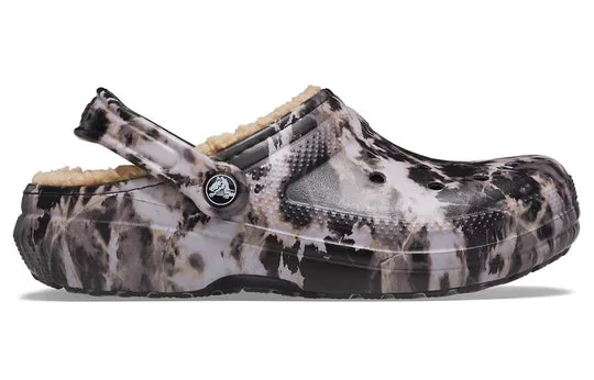 Crocs-Classic-Lined-Bleach-Dye-Clogs-Black-White-Beige-2 Crocs Classic Lined Bleach Dye Clogs 'Black White Beige'