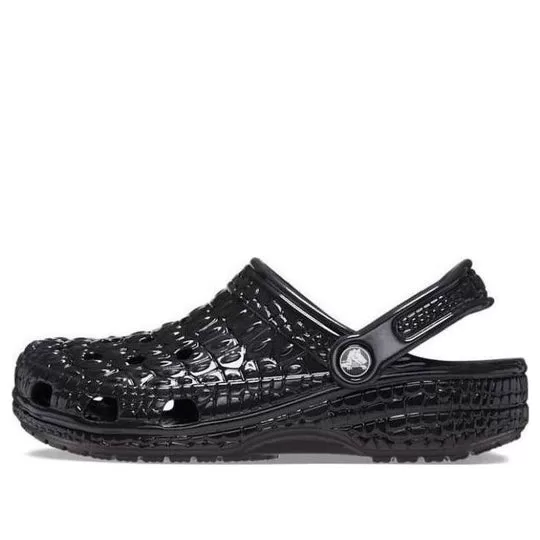 Crocs Classic Metallic Crocskin Clogs 'Black' Crocs Classic Metallic Crocskin Clogs 'Black'