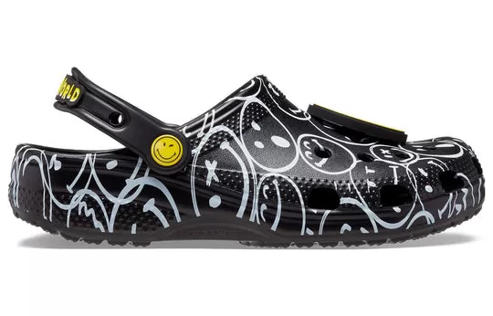 Crocs-Classic-Smiley-World-Clogs-Black-White-2 Crocs Classic Smiley World Clogs 'Black White'