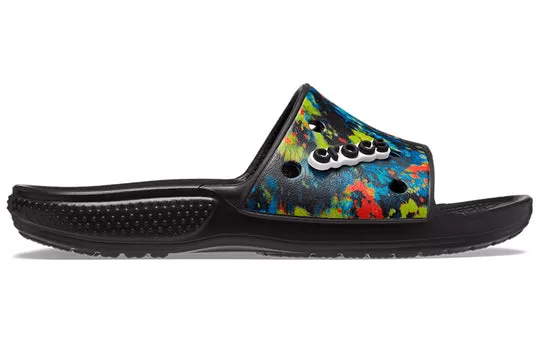 Crocs-Classic-Tie-Dye-Graphic-Slide-Black-1 Crocs Classic Tie-Dye Graphic Slide 'Black'
