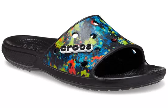 Crocs-Classic-Tie-Dye-Graphic-Slide-Black-2 Crocs Classic Tie-Dye Graphic Slide 'Black'