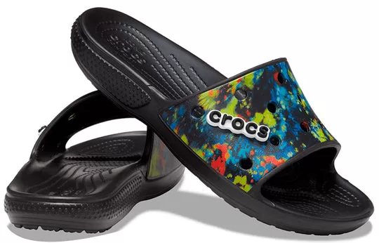 Crocs-Classic-Tie-Dye-Graphic-Slide-Black-3 Crocs Classic Tie-Dye Graphic Slide 'Black'