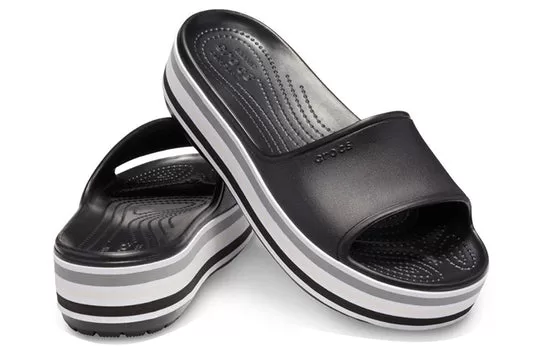 Crocs-Crocband-Platform-Slides-Black-Grey-White-2 Crocs Crocband Platform Slides 'Black Grey White'