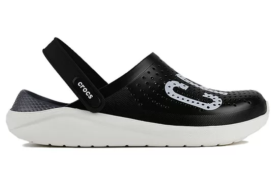 Crocs-LiteRide-LOGO-Crocs-Hollow-Out-Unisex-Black-Sandals-Black-White-1 Crocs LiteRide LOGO Crocs Hollow Out Unisex Black Sandals 'Black White'