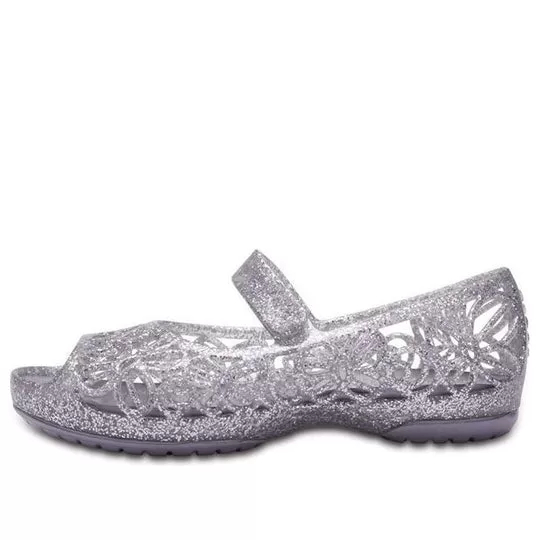 (GS) Crocs Isabella Glitter Peep Toe Sandals 'Silver' (GS) Crocs Isabella Glitter Peep Toe Sandals 'Silver'