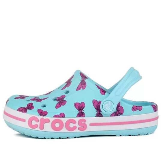 (PS) Crocs 4 Printing Outdoor Flat Heel Beach Sports Blue Sandals (PS) Crocs 4 Printing Outdoor Flat Heel Beach Sports Blue Sandals