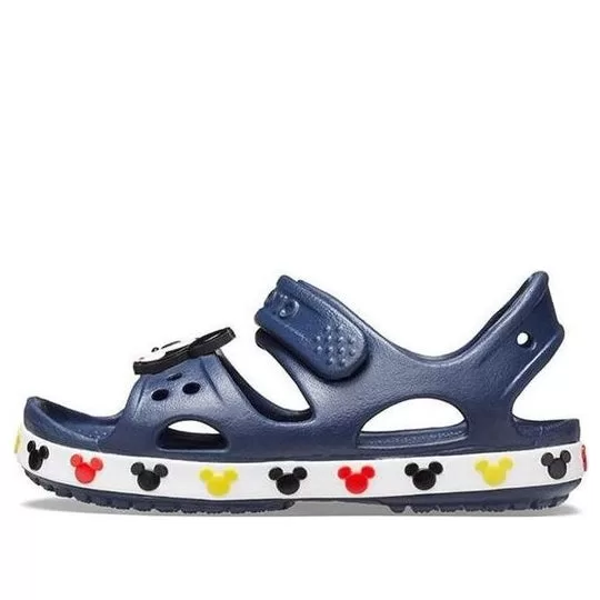 (PS) Crocs Funny Mickey Velcro Outdoor Open Toe Flat Heel Sports Deep Blue Sandals (PS) Crocs Funny Mickey Velcro Outdoor Open Toe Flat Heel Sports Deep Blue Sandals