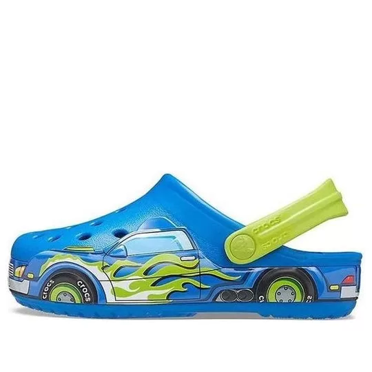 (PS) Crocs Funny Pattern Flat Heel Sports Blue Sandals (PS) Crocs Funny Pattern Flat Heel Sports Blue Sandals