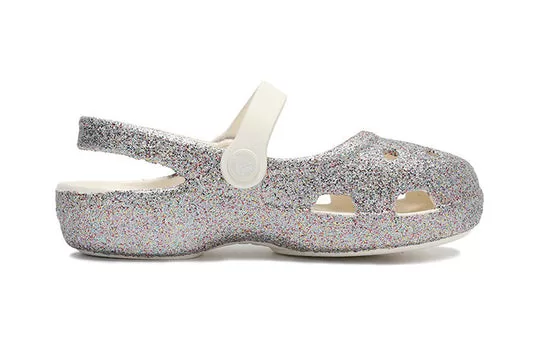PS-Crocs-Outdoor-Flat-Heel-Shiny-Sports-Silver-Sandals-1 (PS) Crocs Outdoor Flat Heel Shiny Sports Silver Sandals