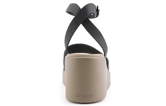 WMNS-Crocs-Brooklyn-Ankle-Strap-Wedge-Sandals-Black-Beige-4 (WMNS) Crocs Brooklyn Ankle Strap Wedge Sandals 'Black Beige'