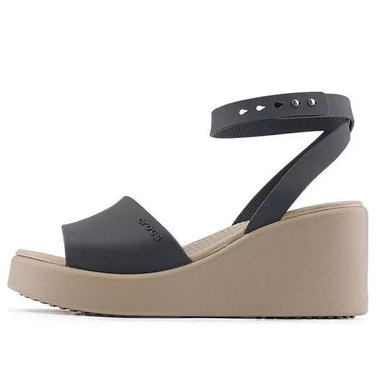 (WMNS) Crocs Brooklyn Ankle Strap Wedge Sandals 'Black Beige' (WMNS) Crocs Brooklyn Ankle Strap Wedge Sandals 'Black Beige'