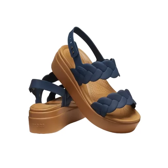 WMNS-Crocs-Brooklyn-Woven-Wedge-Sandals-Blue-Brown-3 (WMNS) Crocs Brooklyn Woven Wedge Sandals 'Blue Brown'
