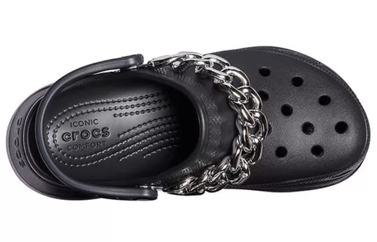 WMNS-Crocs-Classic-Clog-Retro-Sandals-Black-Silver-2 (WMNS) Crocs Classic Clog Retro Sandals Black Silver