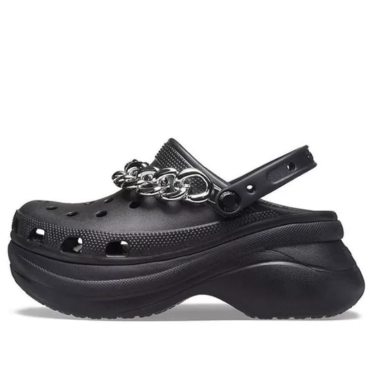 (WMNS) Crocs Classic Clog Retro Sandals Black Silver (WMNS) Crocs Classic Clog Retro Sandals Black Silver