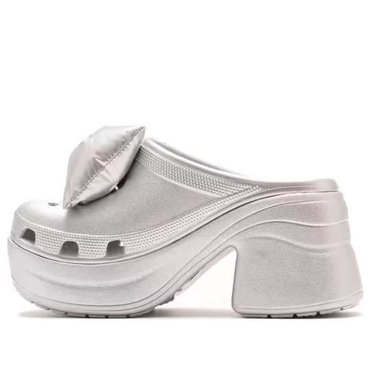 (WMNS) Crocs Siren Metallic Bow Clogs 'Silver' (WMNS) Crocs Siren Metallic Bow Clogs 'Silver'