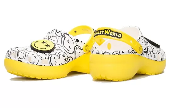 WMNS-Crocs-x-Smiley-World-Charm-Classic-Platform-Clogs-Yellow-White-2 (WMNS) Crocs x Smiley World Charm Classic Platform Clogs 'Yellow White'